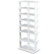 Topbuy 7-Tier Shoe Rack with Freestanding Shelves, Wood, White