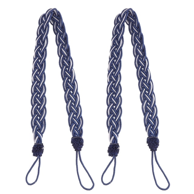2 piezas Clip de cortina atado a mano Hebilla Retención Cortinas de tela Borlas Cortina Tiebacks Borla Cortina de ventana TieBacks Cuerda de cordón de cortina trenzada de punto (azul real)