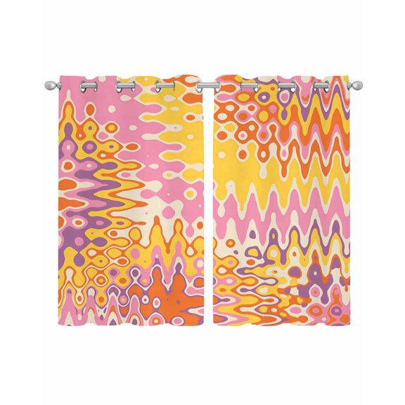 Yellow Orange Pink Sheer Curtains 54 Inch Length 2 Panels Set for Living Room/Bedroom, Modern Funny Illusion Abstract Art Kitchen Curtains Grommet Semi-Sheer Curtains Window Treatments 42"x54"x2