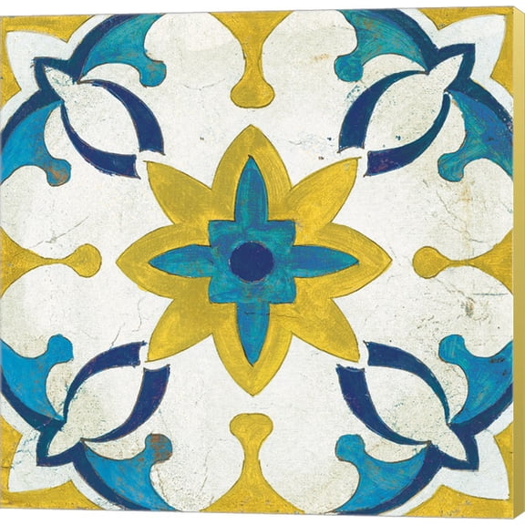 Great Art Now Andalucia Tiles D Blue and Yellow by Silvia Vassileva Canvas Wall Art