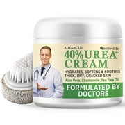 Activelife 40% Urea Moisturizer Cream - Moisturizes Body and Rehydrates Dry, Cracked, Rough Dead Skin of Feet, Hands and Elbows - Free Pumice Stone and Exfoliating Brush - Pack of 1