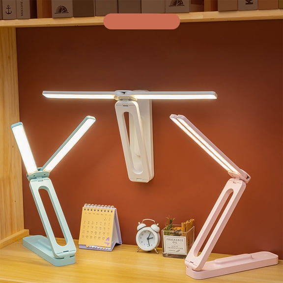 LED Desk Lamp with Flexible Arm, Double Head Folding Light, 3 Color Modes Touch Dimmable, USB Rechargeable 2000mAh with Memory & Night Light for Home Office Reading Study Workbench