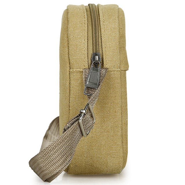 Bolsa cruzado de lona con cremallera retro para hombrecuadrado informal para fiesta (caqui) Likrtyny Para Estrenar