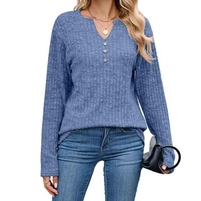 TINZ Plus Size Tops Comfortable Loose Long Sleeve Button Neck Winter Fall Shirt For Women Long Layering Tops plus Size Camisole