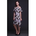 thumbnail image 3 of Bimba Brown Tie-Dye Printed Womens Ruffle Front Cold Shoulder Swing Shift Dress - Large, 3 of 6