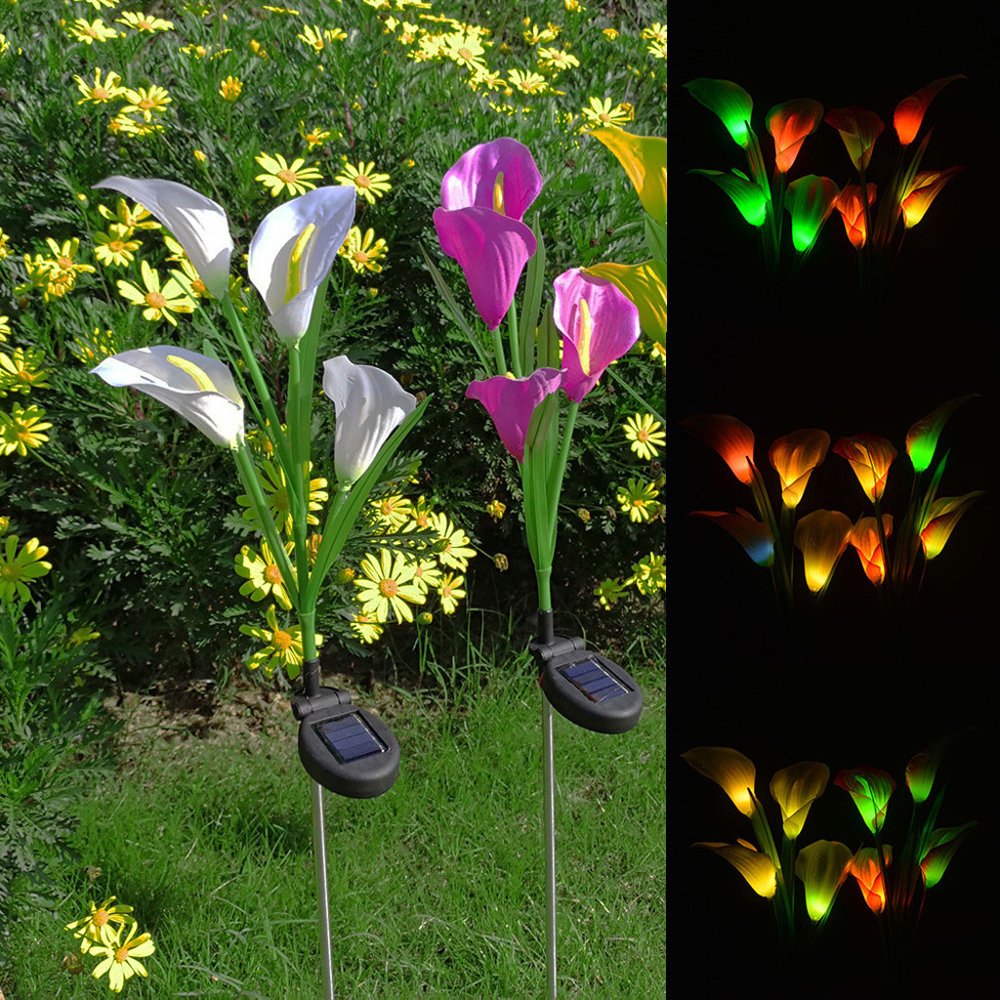 Solar Garden Lights MultiColor Calla lily Flower Light Outdoor