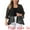 Black, variant on Women's Plus Size Open Front 3/4 Sleeve Sheer Lace Cardigan 4X White