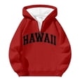 thumbnail image 3 of MHFRRA Sudadera con Capucha y Cremallera de Un Cuarto con Estampado de Letras, Informal, con Bolsillo Frontal, para Ropa de Calle, Moda, Ajuste Cómodo Rojo, 3 of 3