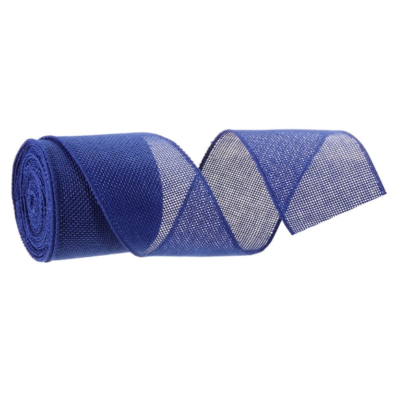 Burlap Ribbon Fabric Wired Edge Ribbons Dark Blue 2-2/1 Inch x 10 Yard Wired Ribbon for Gift Wrapping