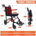 thumbnail image 3 of 19LBS Lightweight Foldable Transport Wheelchair for Adults - Portable, Fold-Back Armrests, 8” Rear Wheels, Aluminum Frame, Ideal for Seniors & Travel, 3 of 8