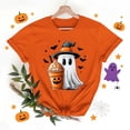 thumbnail image 6 of Women's Halloween Graphic Tees Funny Ghost Witch Hat T-Shirts Short Sleeve Crewneck Pumpkin Coffee Print Fall Casual Holiday Party Tops Cute Novelty Shirts, 6 of 6