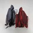 thumbnail image 4 of Halloween Hooded Witch Cloak Costume, Adult Gothic Grim Reaper Sorcerer Robe, Haunted House Creepy Tattered Mesh Cape for Cosplay Masquerade Party Outfit, One Size, 4 of 8