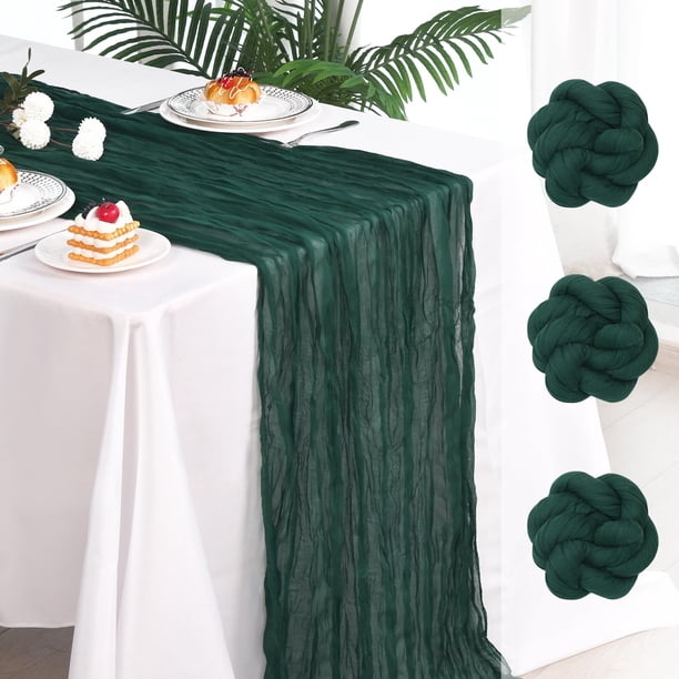 Tapete de mesa Fixwal, gasa verde oscuro, 35 x 120 cm, paquete de 3