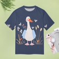 thumbnail image 4 of Duck Floral Meadow Women's Short Sleeve T-Shirt Crew Neck Casual Summer Trendy Loose Fit Tops, 4 of 6