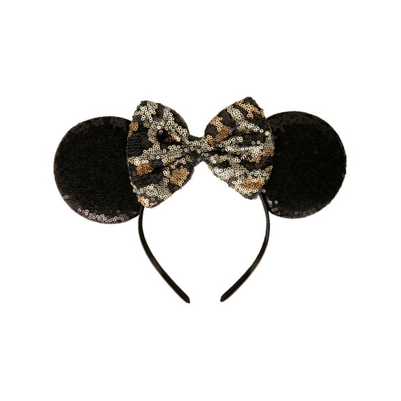 Disney- Minnie Mouse Ears Bow Headbands, Girl's Fashion Cheetah Sequin