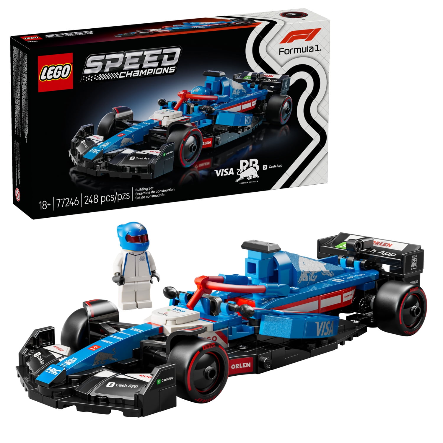 LEGO Speed Champions Visa Cash App RB VCARB 01 F1 Race Car Model Kits - Building Sets for Adults, Ages 18+ W/ Realistic Features - F1 DIY Crafts for Display - Gift Ideas for F1 Fans - 77246