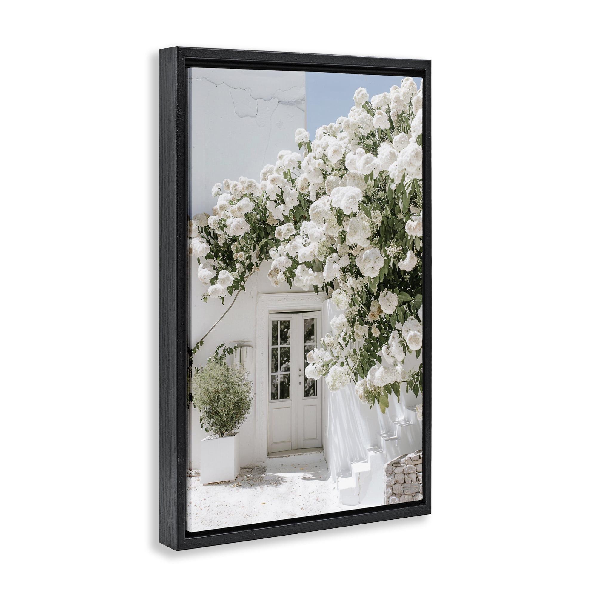 Stupell Industries White Architecture Garden Buildings & Architecture Painting Black Floater Framed Canvas Art Print Wall Art, 21 x 31