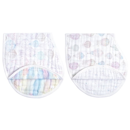 aden + anais™ Organic Cotton Muslin Burpy Bibs, Pink Above the Clouds, Girl, 2-pack