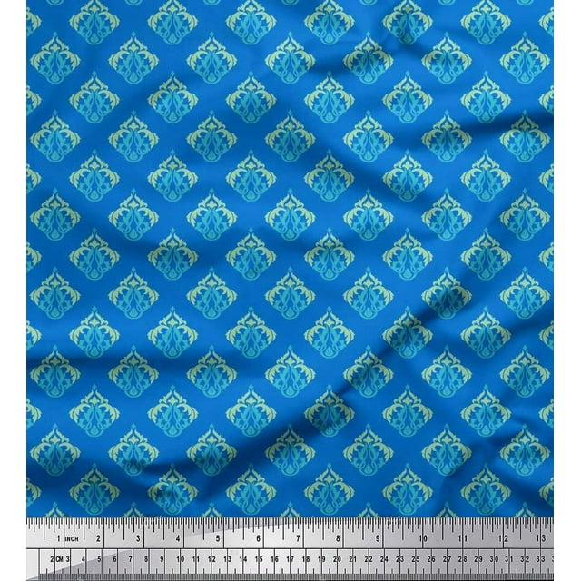 Soimoi Tissu Crêpe Polyester Imprimé Damassé 1 Yard 52 Pouces de Large