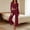Red women's 2 piece lounge set a1, variant on sdhkgrrt Women's 2 Piece Pajama Set Collared Long Sleeve Top Wide Leg Pants Solid Casual Matching Outfits Stretchy Comfy Lounge Set Fall Winter Tracksuit Clothing, Black XL