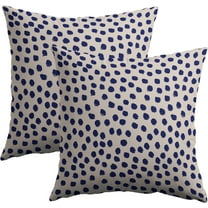 Navy Blue Cream Polka Dot Throw Pillow Covers 20x20 Set of 2 Rustic Boho Style Decorative Pillow Cases Outdoor Farmhouse Decoration for Sofa Couch Bed