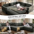 thumbnail image 5 of FFH 88.2" Sectional Sofa with Pull Out Bed, Convertible Sleeper Sofa, 5 Seater Chenille Couch for Living Room, Dark Gray, 5 of 12