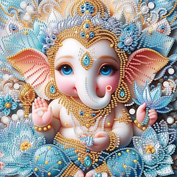 5D DIY Parcial Perforación Especial Kit Pintura Diamantes Ganesha 30x30cm