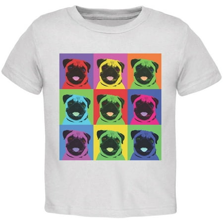 Pug Pop Art Repeating Squares White Toddler T-Shirt - 2T