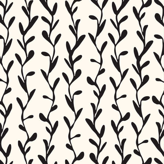 SimurgWallArts - Floral Peel and Stick Vinyl Wallpaper, Beige & Black Ivy Vine Wall Mural, 19x118 in, 15.57 Sq. ft.