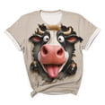 thumbnail image 5 of Women's 3D Cow Print Short Sleeve Shirts Funny Animal Graphic Tees Casual Crew Neck Summer Tops Novelty Comfortable Pullover Blouse for Holiday Vacation, 5 of 5