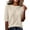 Beige, variant on Womens Polka Dot Half Sleeve Tops Crew Neck Elbow Length Loose Fit Shirts Dressy Casual Summer Fall Lightweight Basic Blouse Black XL