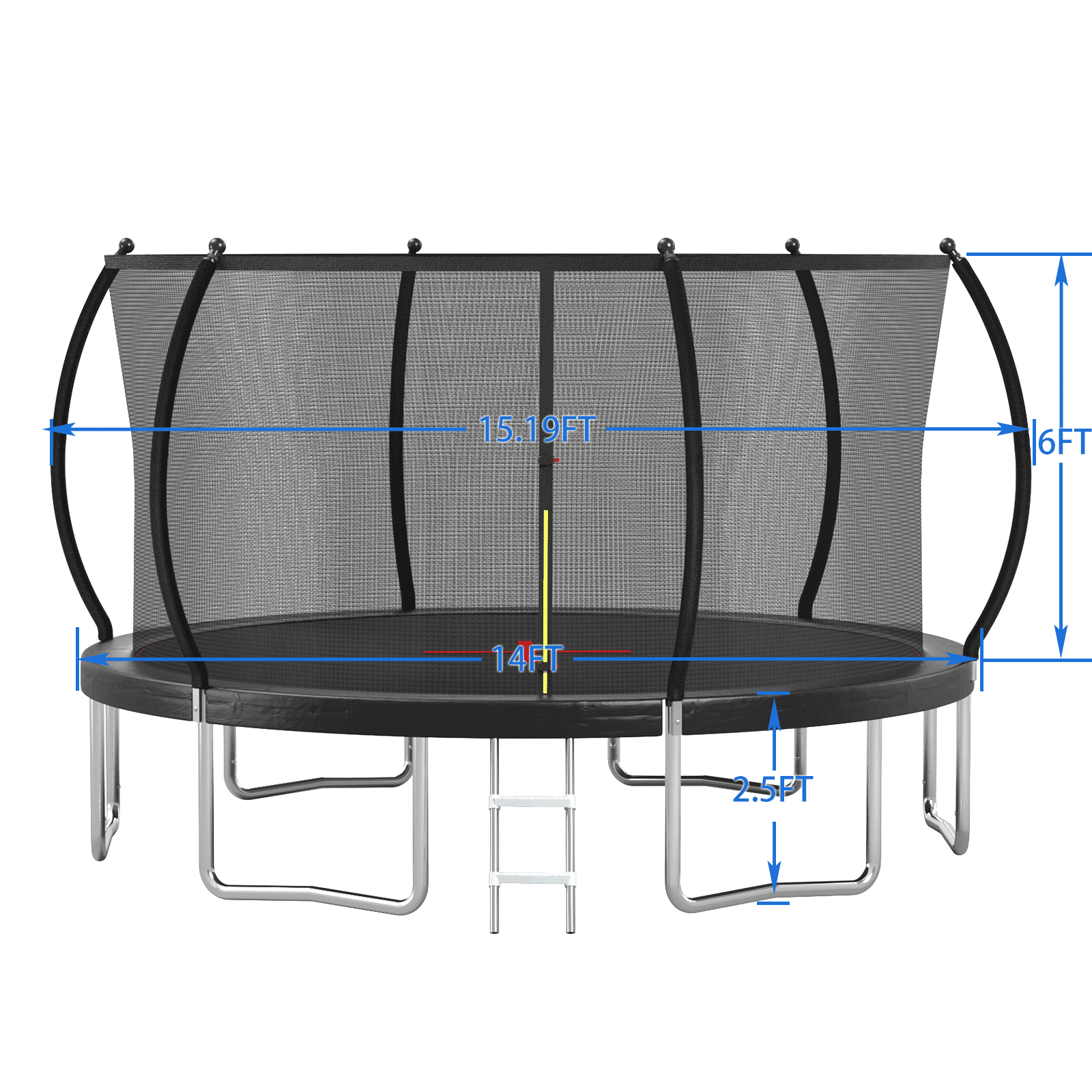 Mini Trampoline, YC 14FT trampoline Pumpkin- Standard- Black, Black Trampoline For Kids,Steel Fitness Trampoline, Fitness & Sports Fitness Trampolines