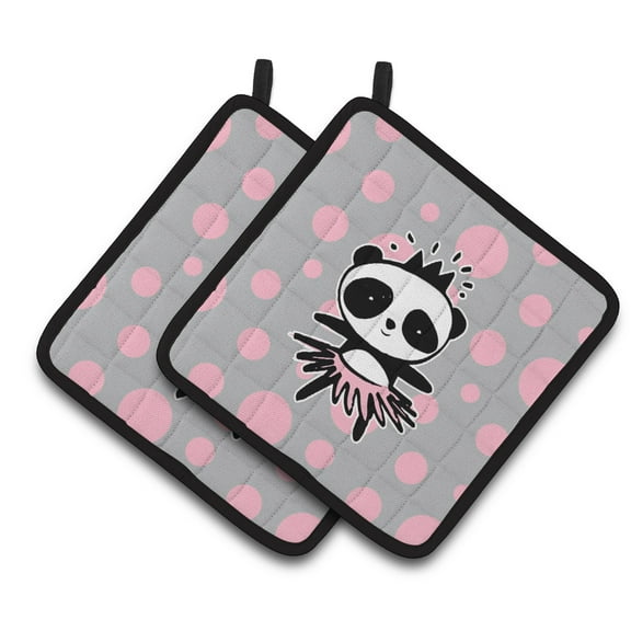 Caroline's Treasures Panda Bear Ballerina Pair of Pot Holders