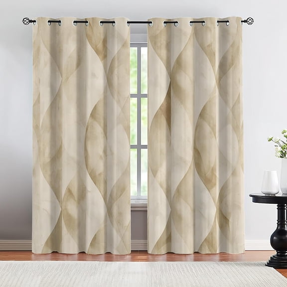Distressed Retro Blackout Curtains, Farmhouse Style Drapes for Bedroom Living Room, Rustic Grommet Thermal Insulated Window Treatments 26"W x 45"L (2 Pack)