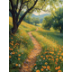 thumbnail image 1 of Qisvanset Framed Canvas Wall Art 12x16 Inch Sunlit Wildflower Meadow Country Trail Art, 1 of 5