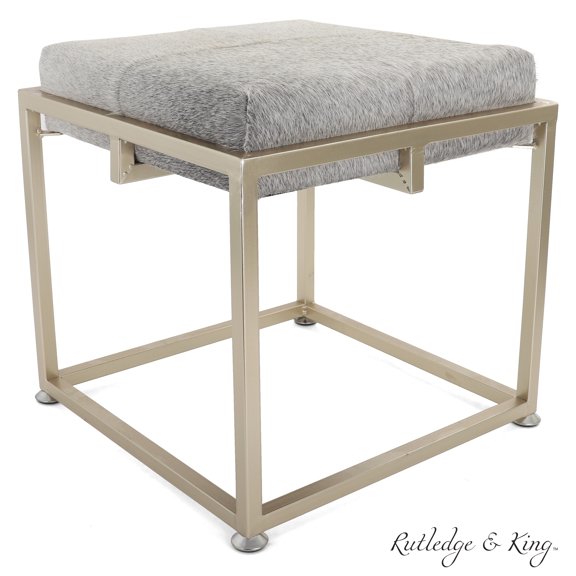Rutledge & King Hampton Cowhide Ottoman/Vanity Stool - Gold