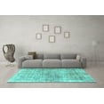 thumbnail image 3 of Ahgly Company Indoor Round Abstract Turquoise Blue Modern Area Rugs, 4' Round, 3 of 4