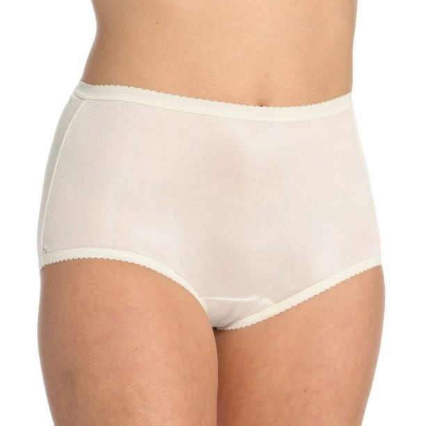 Women's Shadowline 17642 Nylon Modern Brief Panty (Ivory 6) 