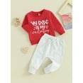 thumbnail image 3 of Bagilaanoe 2Pcs Baby Girl Boy Valentine's Day Clothes Newborn Letter Print Long Sleeve Sweatshirt Tops + Sweatpants 6M 12M 18M 24M Infant Fall Pants Set, 3 of 9