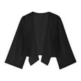 thumbnail image 3 of Women's Chiffon Shrug Cardigan 3/4 Sleeve Open Front Drape Irregular Hem Bolero Lightweight Sheer Casual Cover Up Black, M, 3 of 7