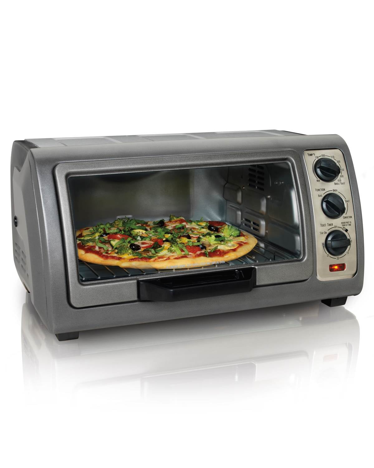 new HAMILTON BEACH Easy Reach TOASTER OVEN w/Roll-Top Door 4-Slice Silver  31334D