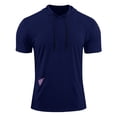 thumbnail image 2 of Mens Short Sleeve Hooded Shirt Casual Athletic Quick Dry Breathable Tops Summer Gym Workout Hoodies with Pockets, 2 of 4