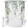 thumbnail image 2 of Green Eucalyptus Leaf Waterproof Fabric Shower Curtain,Spring Botanical Leaves Floral Waterproof Fabric Shower Curtain for Bathroom Curtains Bathtubs Shower Curtains with 12 Hooks Extra Long 72x96, 2 of 8