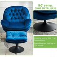 thumbnail image 4 of Velvet Swivel Accent Chair with Ottoman for Living Room Bedroom Reading Room, Cozy Lounge Armchair Fluffy Round Tufted Back Adult Gifts for Small Room Lazy Relax Read TV Chair,Blue, 4 of 8