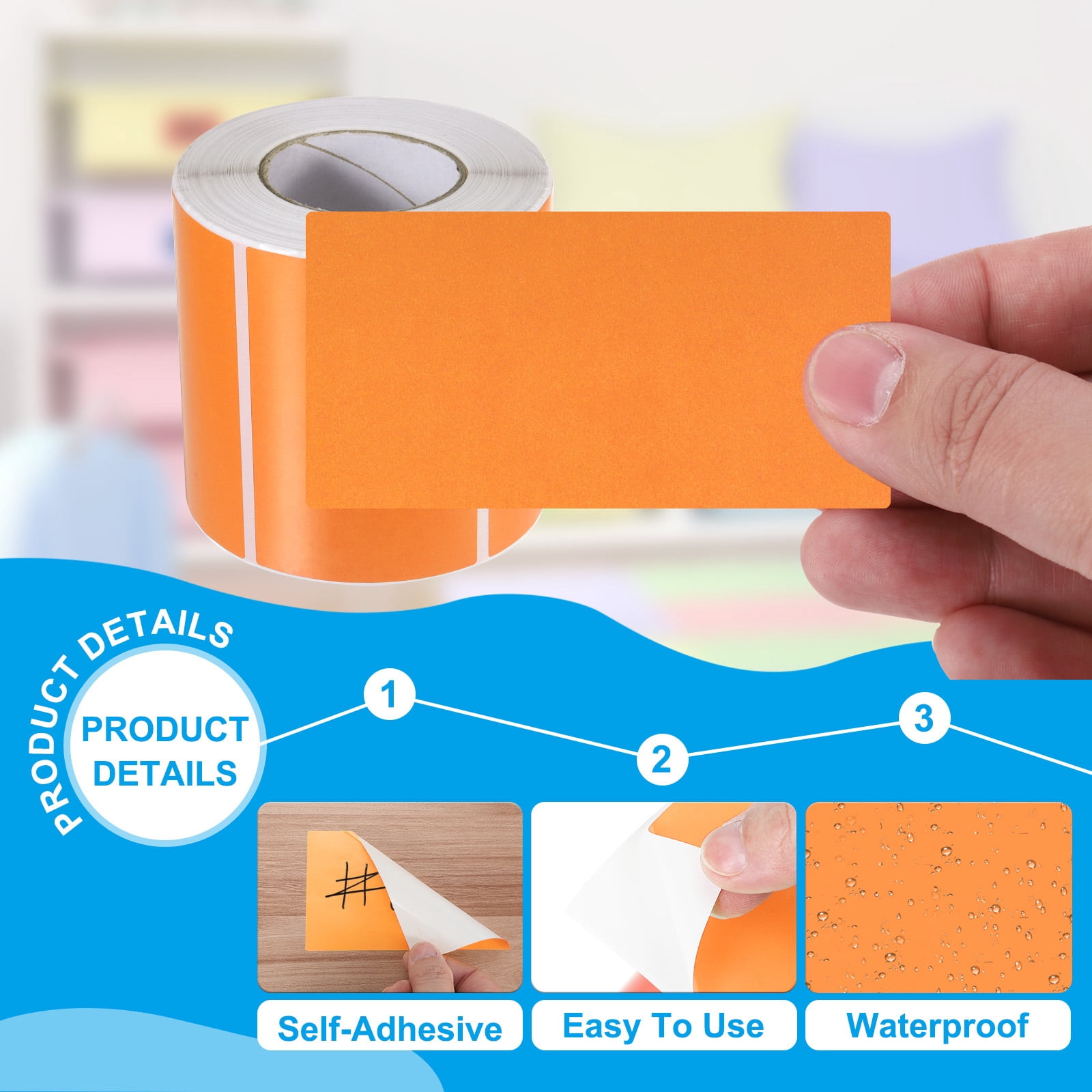 Uxcell Rectangular Color Coding Labels, 500 Pcs 3 x 2 Inch Rectangle Labels Sticker Self-Adhesive Name Tags, Orange