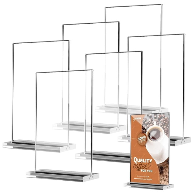 Set de 6 Porta Menu, Soporte de acrílico para letreros de mesa transparente, Soporte de Letrero, Menu Holder, Soporte para Menús de Mesa de Acrílico