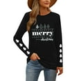 thumbnail image 5 of HOMBOM Womens Graphic Shirts Pullover Black Christmas Christmas Tree Long Sleeve Crewneck Blouse for Ladies Xmas, 5 of 9