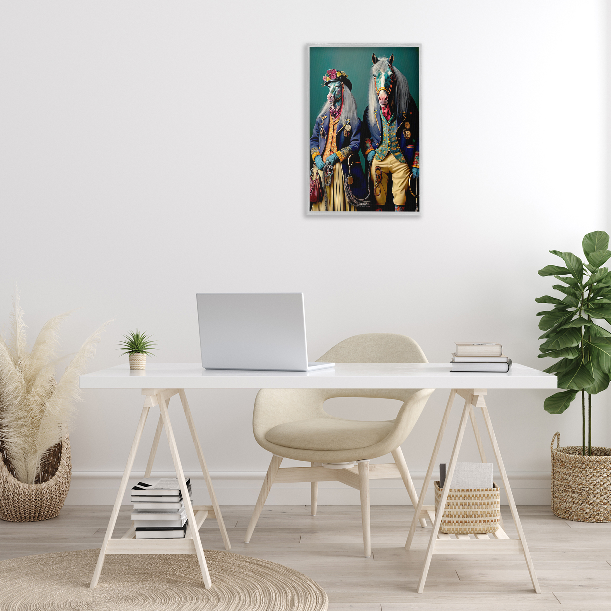 Stupell Industries Old Fashioned Horses Novelty Painting Gray Framed Art Print Wall Art, 16 x 24