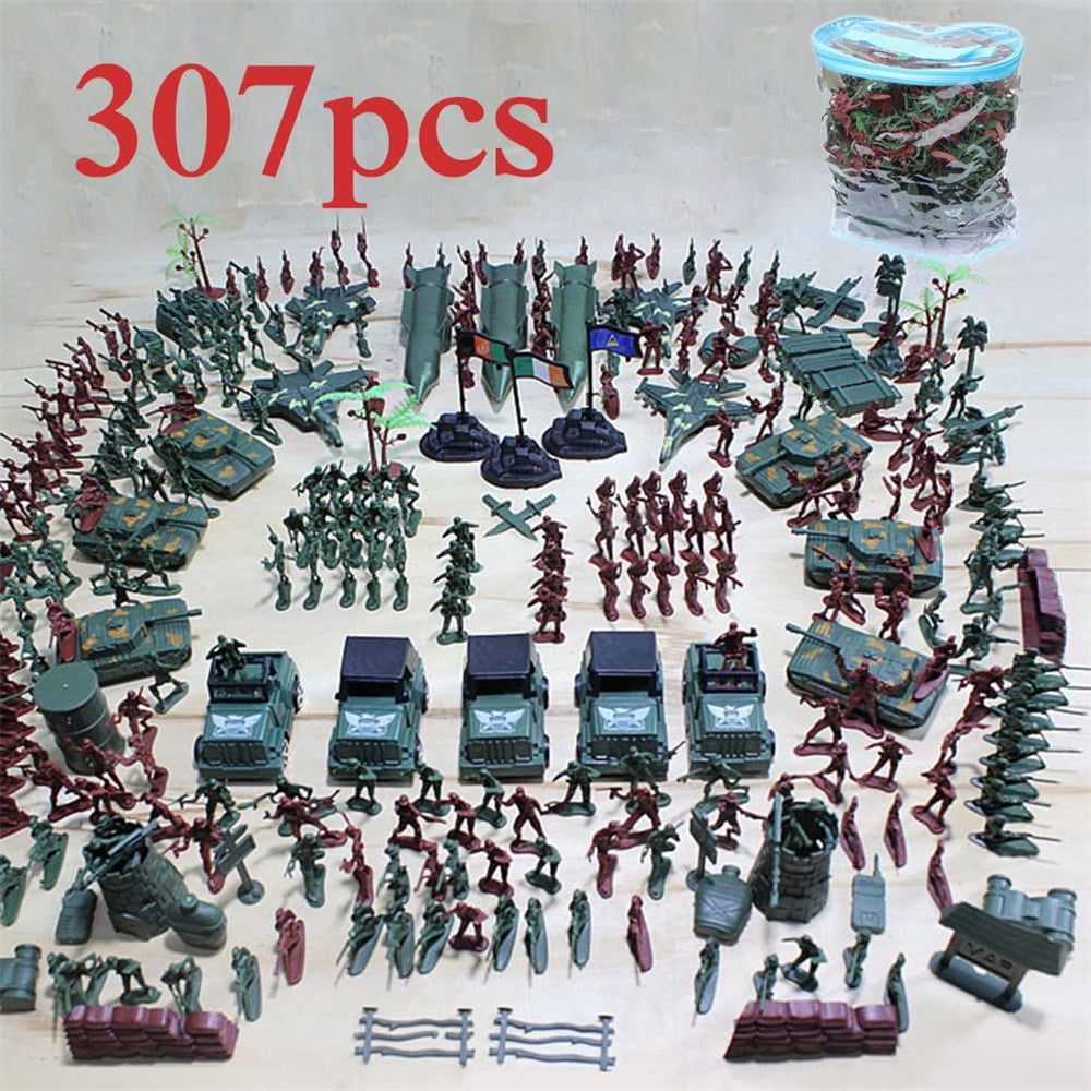 130 pcs Military Playset Plastic Toy Soldiers Army Men 5cm Figures & Accessories 
