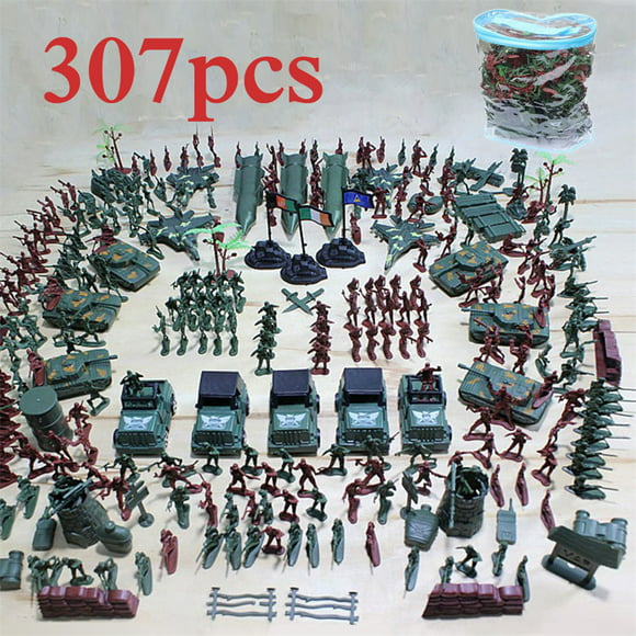 307 Pcs Military Plastic Soldiers Model Toy Army Men Figures Accessories Kit Decor Play Set
